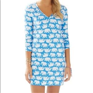 Lilly Pulitzer Christie V-Neck T-Shirt Dress in Elephant Print (XXS)